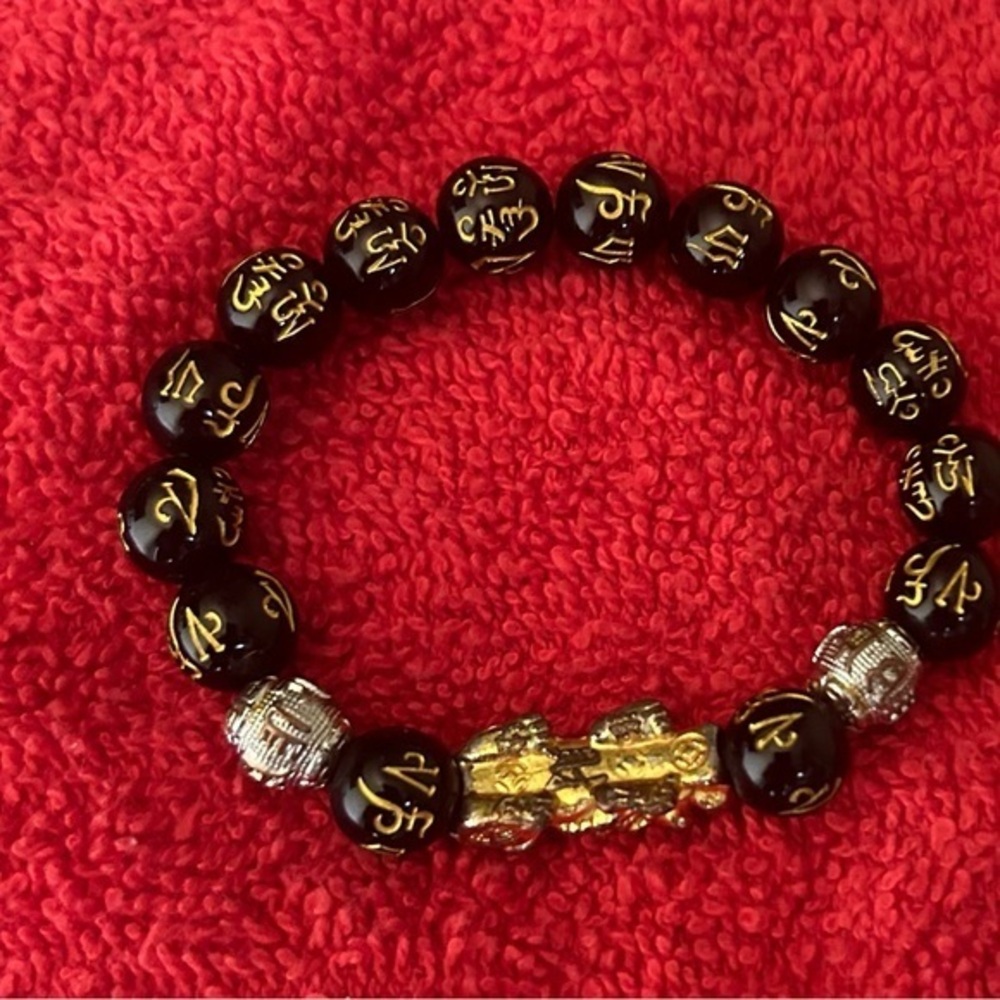 Wealth bracelet.Feng Shui Pi Xiu bracelet pattern beads black for women and men